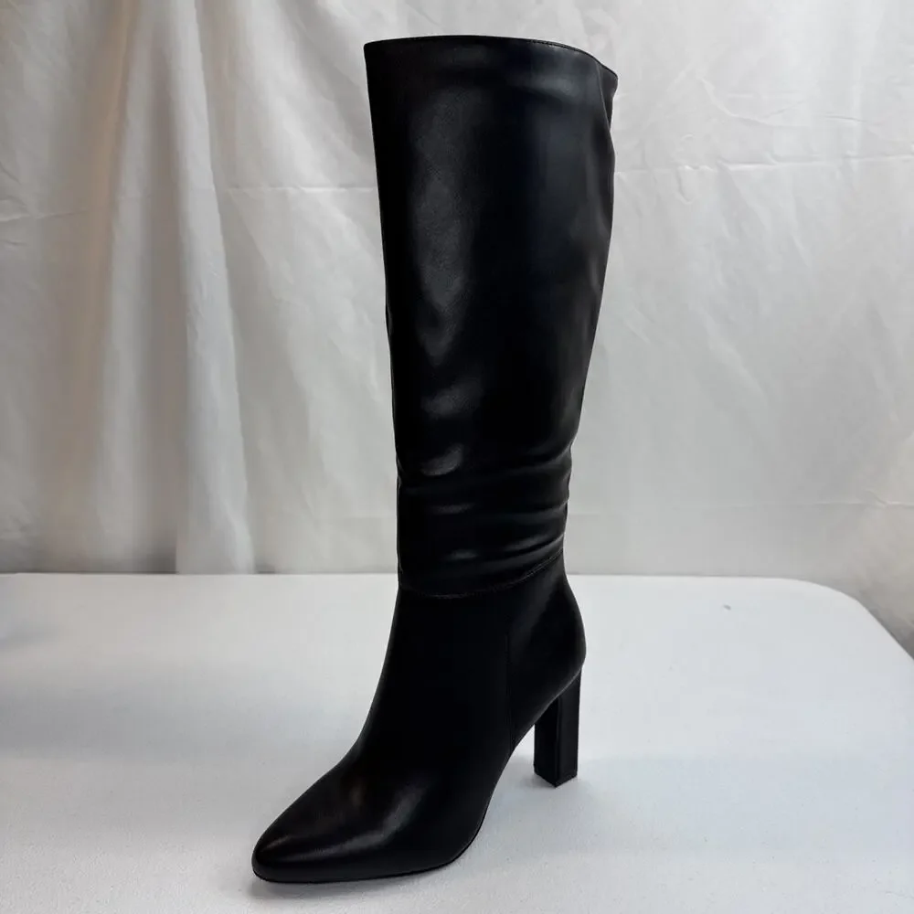 Walk The World Comfort Concept Black Leather Knee High Slouch Boots Size 7.5